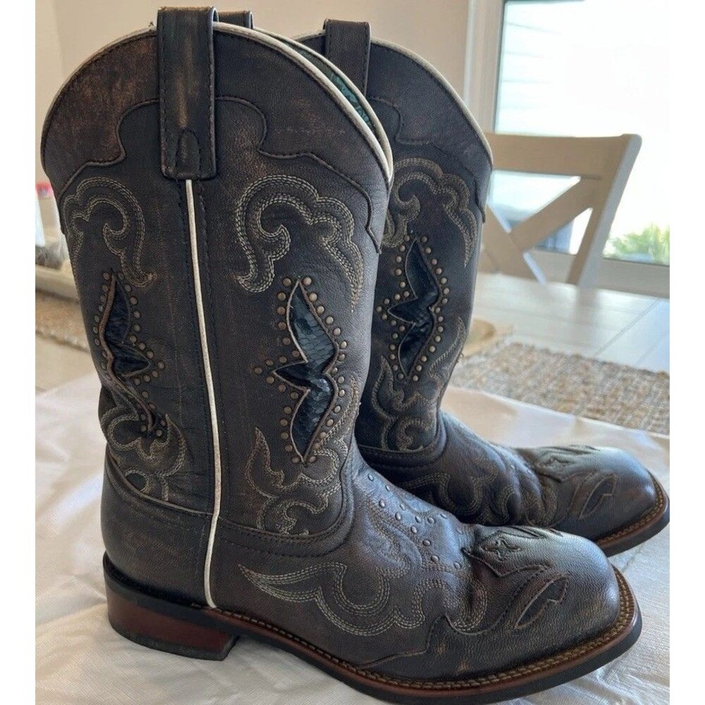 Laredo Women’s 10 M Spellbound Studded Square Toe Western Cowboy Boots 5660